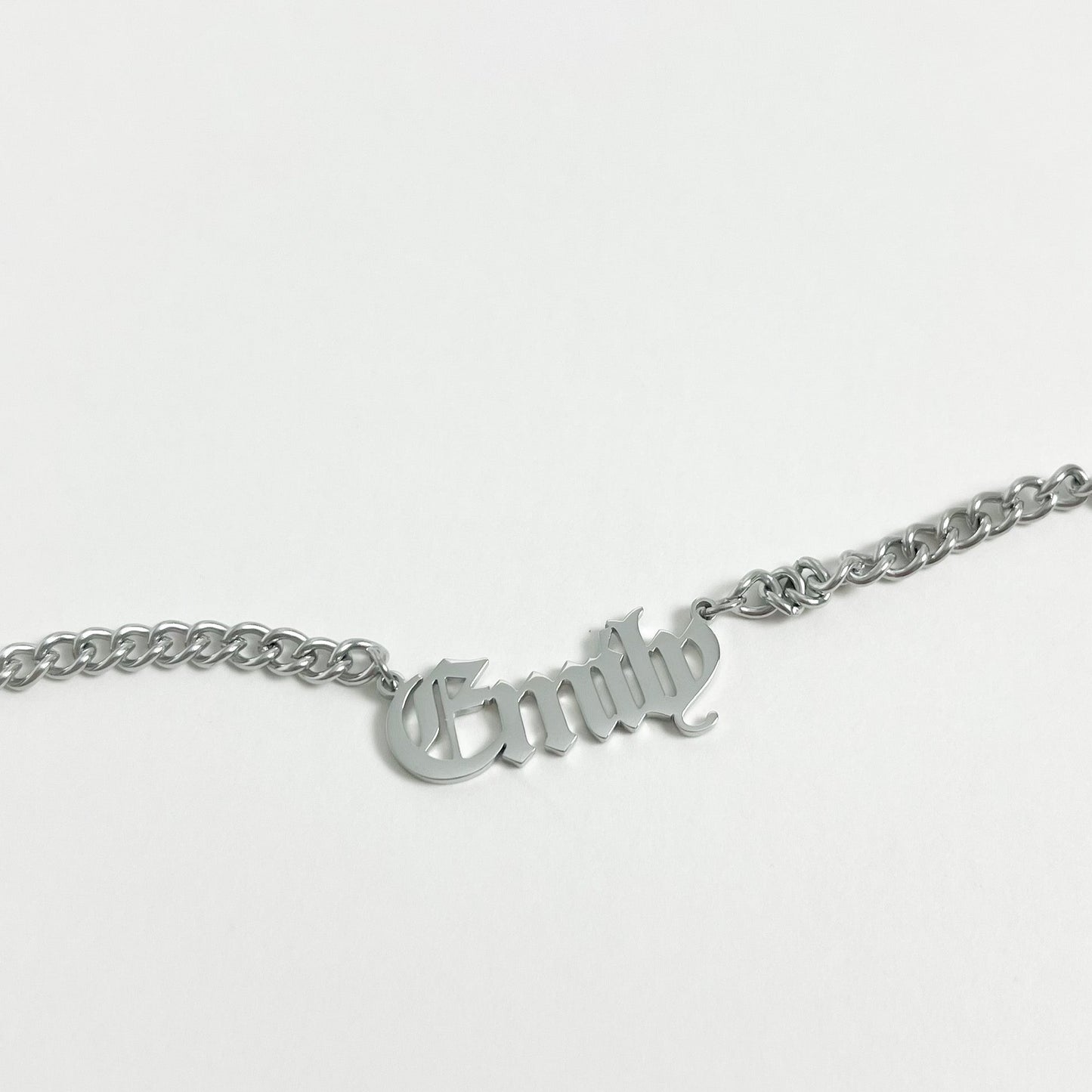 SILVER PERSONALISED BOLD CHAIN NAME NECKLACE - ROSOKI
