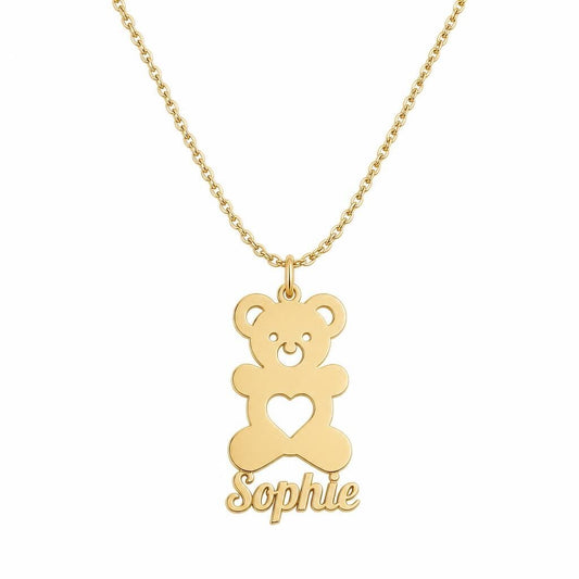 CUTE BEAR NECKLACE GOLD - ROSOKI