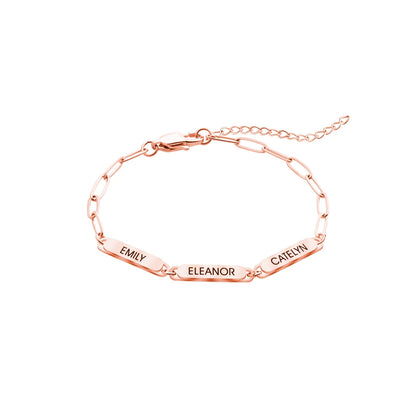 Rose Gold paper clip name bracelet - Rosoki