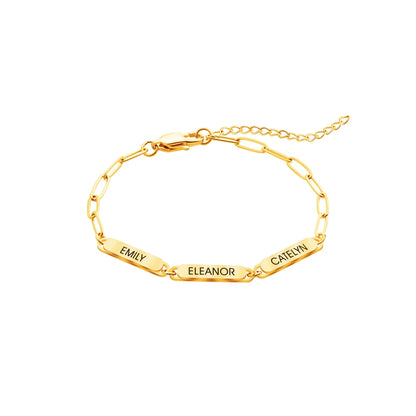 Gold paper clip name bracelet - Rosoki