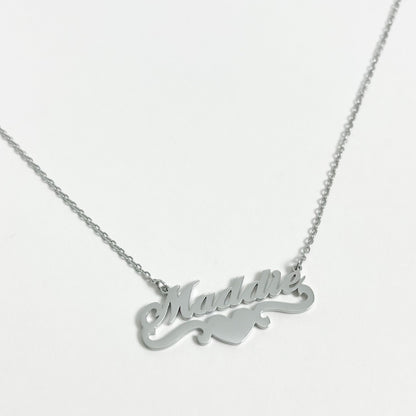 SILVER PERSONALISED HEART NAME NECKLACE