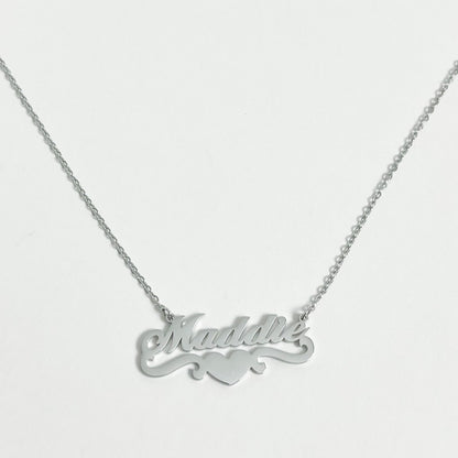 SILVER PERSONALISED HEART NAME NECKLACE