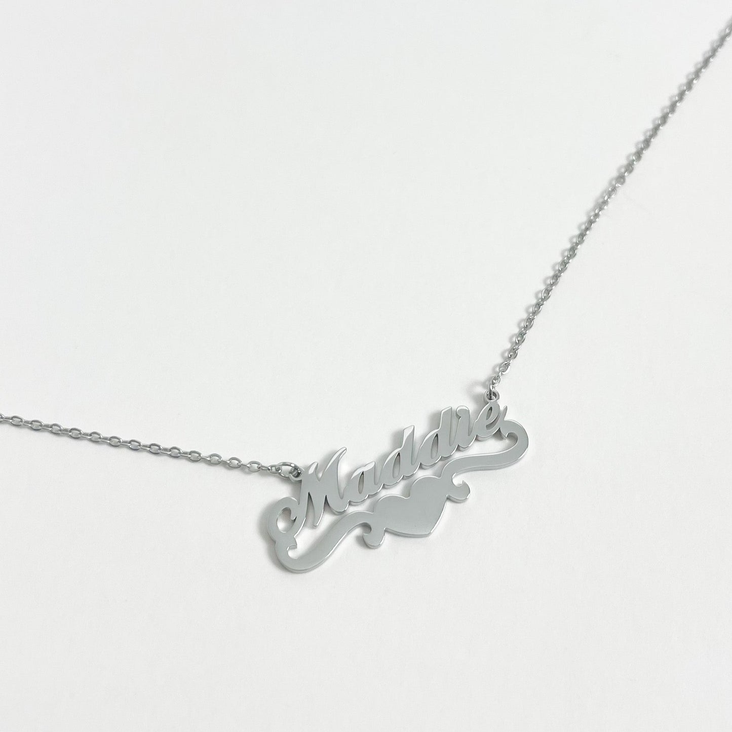 SILVER PERSONALISED HEART NAME NECKLACE