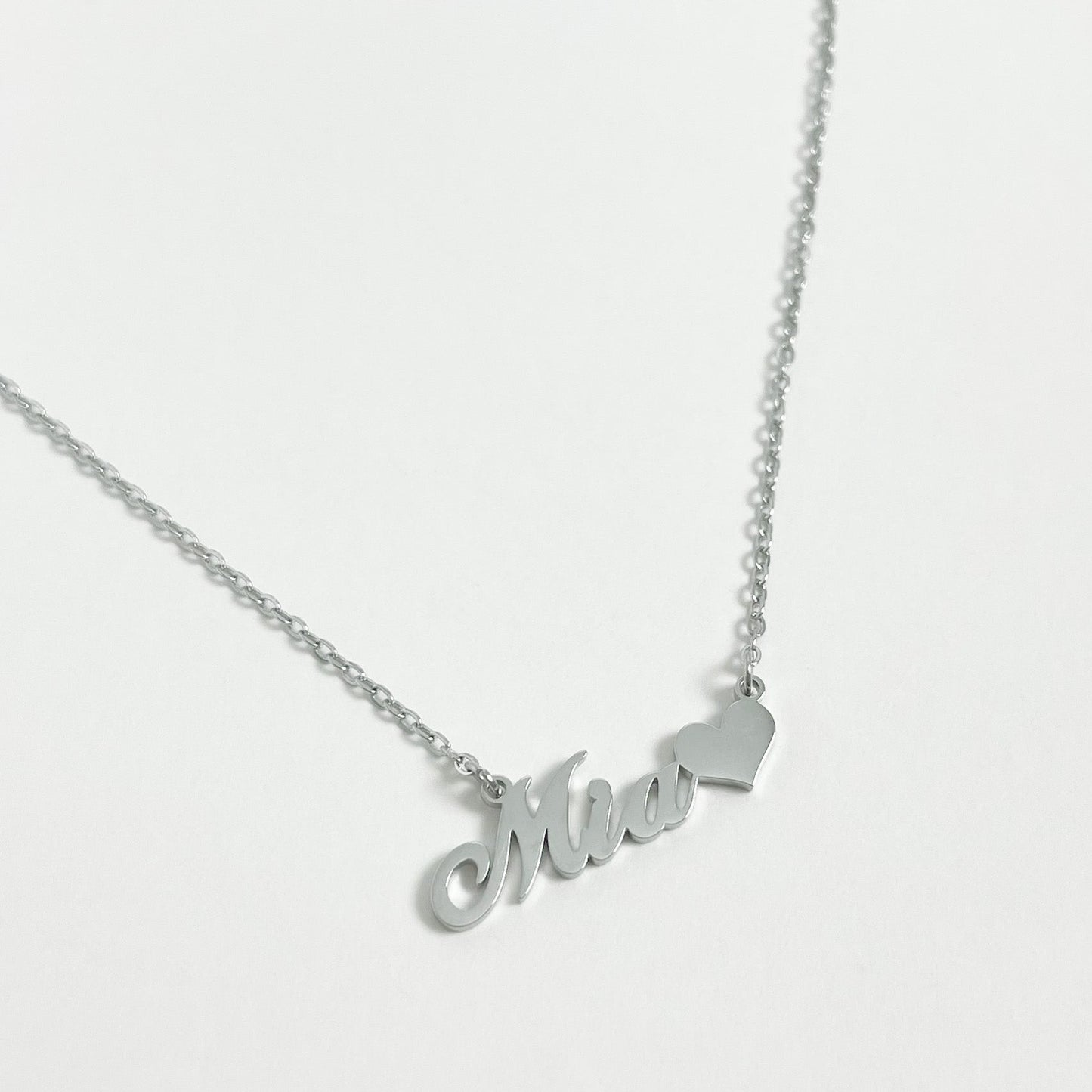 SILVER PERSONALISED CLASSIC HEART NAME NECKLACE