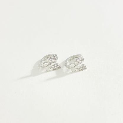 CUBIC ZIRCONIA BUTTERFLY HOOP EARRINGS